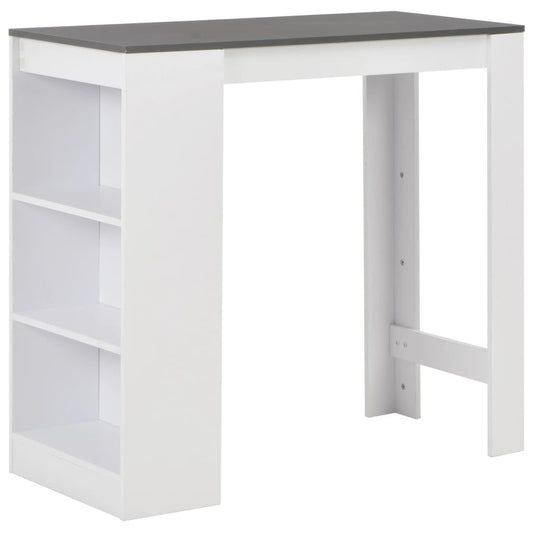 vidaXL Bartisch mit Regal - Stehtisch Küchentheke Weiss