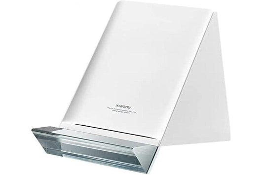 Xiaomi MI 80W Wireless Charging Stand Ladestation – Silber, eine silberne Stand-Ladestation. Lädt Smartphones kabellos.