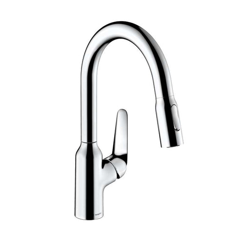 hansgrohe Küchenarmatur mit Ausziehbrause 360° schwenkbar Chrom. Zum Spülen und Befüllen in der Küche.