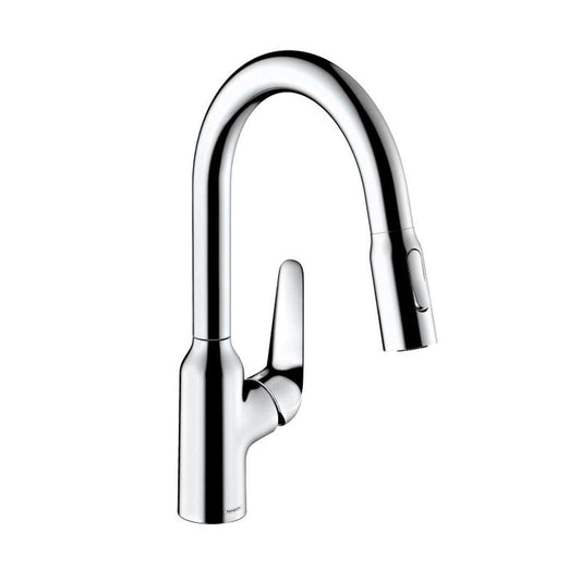 hansgrohe Küchenarmatur mit Ausziehbrause 360° schwenkbar Chrom. Zum Spülen und Befüllen in der Küche.