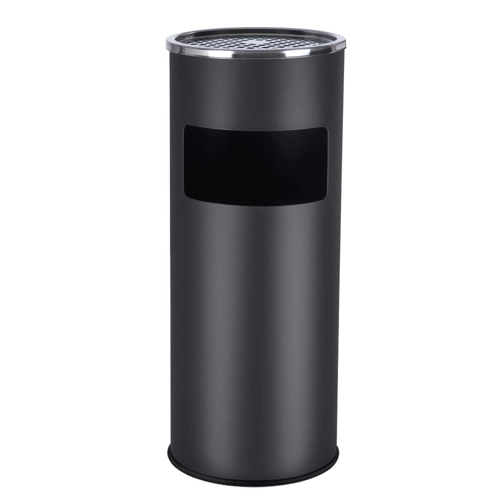SONGMICS Standaschenbecher mit Mülleimer, 30 L, schwarz, LTB17C aus Stahl mit herausnehmbarem Inneneimer