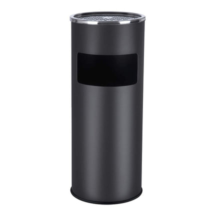 SONGMICS Standaschenbecher mit Mülleimer, 30 L, schwarz, LTB17C aus Stahl mit herausnehmbarem Inneneimer