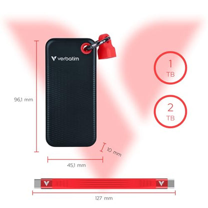 Verbatim Pocket SSD Tragbare Externe Festplatte 1 TB Schwarz/Rot