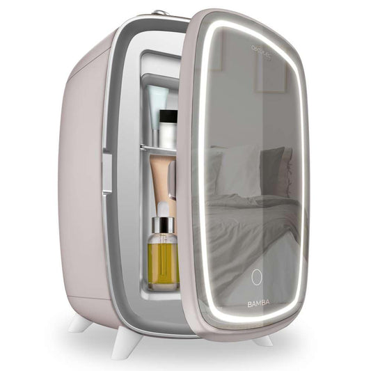 Cecotec Bamba CoolingBeauty 6000 Kosmetik-Kühlschrank 6L Mirror Rose, kompakter Würfel in Spiegel-Rosa. Hält Kosmetika kühl.