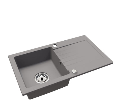 Faizee Möbel Granitspüle 75x44 cm Grau – Küchen-Einbauspüle