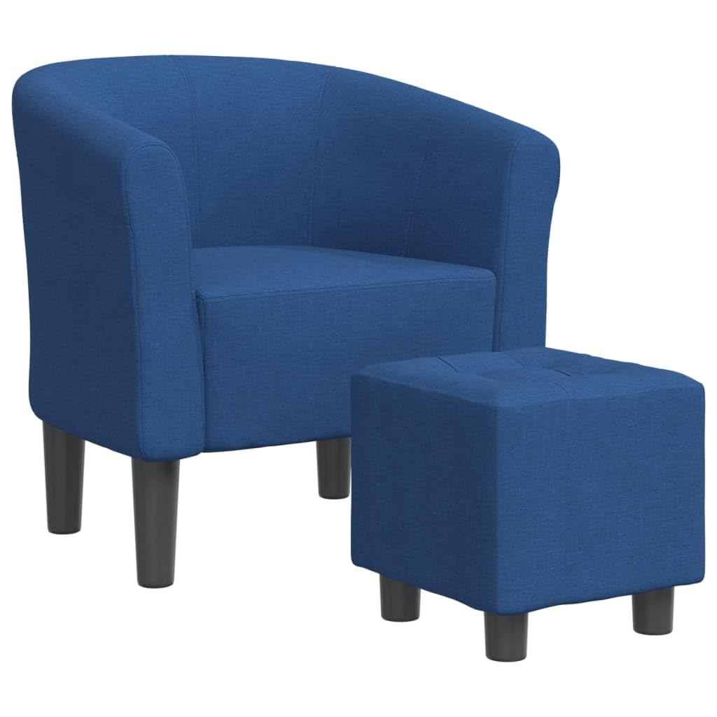 vidaXL Clubsessel Polstersessel mit Fussocker, Blau Stoff. Blauer Polstersessel mit Fussocker zum Sitzen und Entspannen.