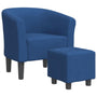 vidaXL Clubsessel Polstersessel mit Fussocker, Blau Stoff. Blauer Polstersessel mit Fussocker zum Sitzen und Entspannen.