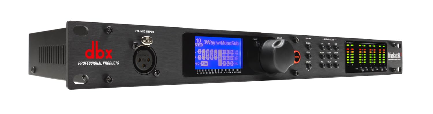 DBX driverack PA2 Lautsprecherprozessor mit RTA & EQ - Schwarz: Schwarzes Rack-Gerät zur Frequenzgangoptimierung von PA-Systemen.