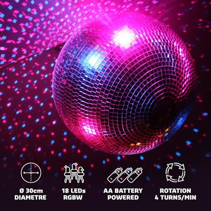 Ibiza DISCO1-30 Facettenkugel – 30cm LED Sockel Batterie