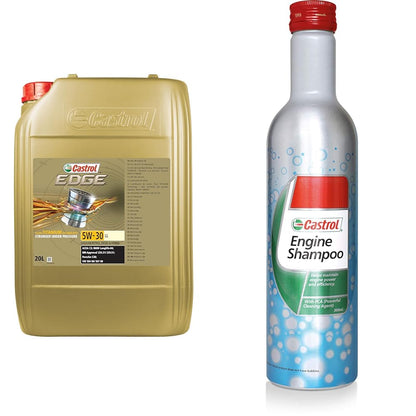 Castrol EDGE 5W-30 LL Motoröl – 20L + Engine Shampoo 300ml Bundle. 20L Kanister, Flasche. Schmiert Motor, reinigt vor Ölwechsel.