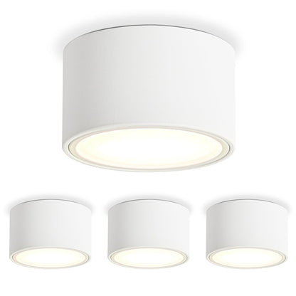 KYOTECH LED Aufbauspot Deckenspot - Weiss Matt 3000K 6W (4er Set): Runder, mattweißer Aufbau-Deckenspot für gerichtetes warmweißes Licht.