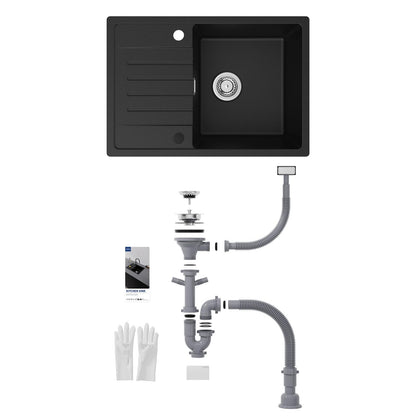 CECIPA Granit Küchenspüle Schwarz – 65x45 cm Einbauspüle