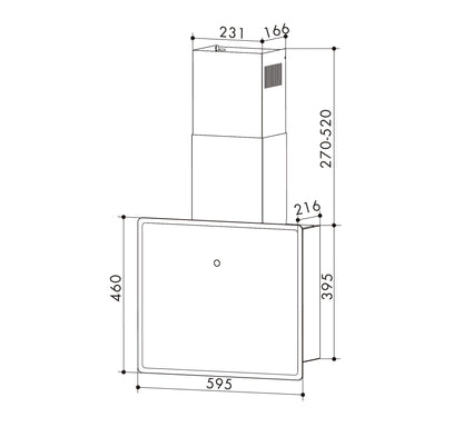 K&H VH-60W Kopffreie Dunstabzugshaube 60cm – Weiss Glas