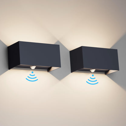 Klighten Aussenwandleuchte mit Bewegungsmelder 2er-Set Anthrazit. Rechteckig, anthrazit. Automatisches Licht im Außenbereich.