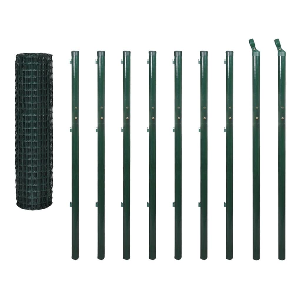 vidaXL Maschendrahtzaun Set Gartenzaun - Grüner Maschendrahtzaun aus Stahl, 10x1.7m, zur Einfriedung von Gärten.