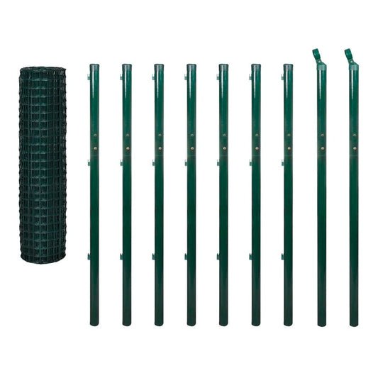 vidaXL Maschendrahtzaun Set Gartenzaun - Grüner Maschendrahtzaun aus Stahl, 10x1.7m, zur Einfriedung von Gärten.