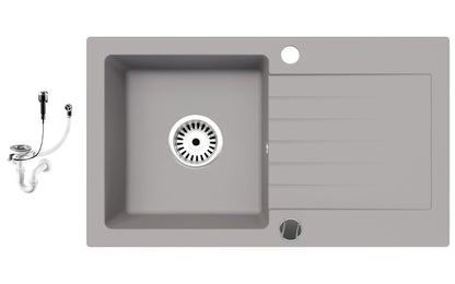 Faizee Möbel Granitspüle 75x44 cm Grau – Küchen-Einbauspüle