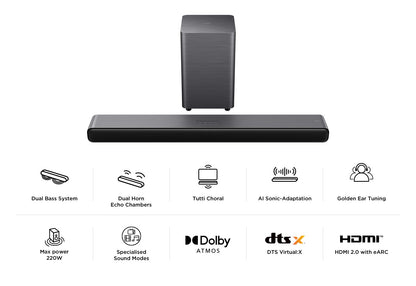 TCL S55HE Soundbar 2.1 Kanal System mit kabellosem Subwoofer