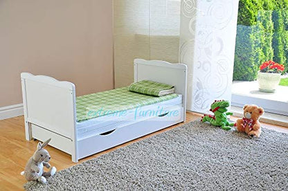 Marsell Baby Gitterbett Juniorbett umbaubar – Schublade Weiss