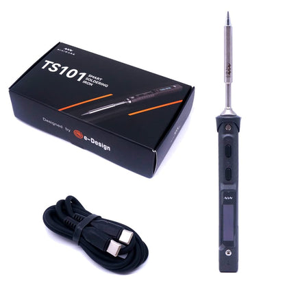 MINIWARE TS101 Digital Lötkolben USB-C 90W - BC2 Tip. Schwarzer Digital-Lötkolben für präzises Löten elektronischer Bauteile.