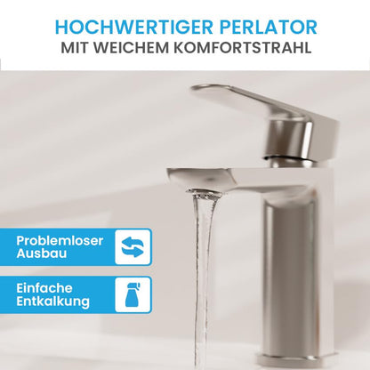 Bächlein Mizarela Badarmatur - Edelstahl gebürstet, flacher Auslauf