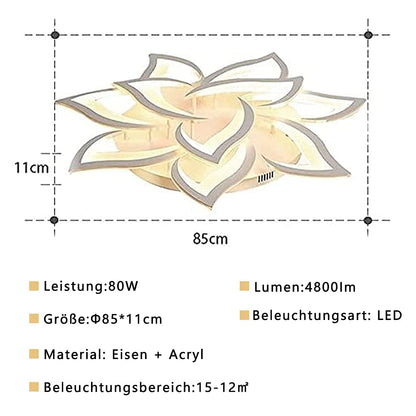 Moderne LED Deckenleuchte – Dimmbar, Farbwechsel, 10 Köpfe Ø85cm