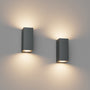 Klighten Wandleuchte Aussen HW601, Anthrazit, IP65, Up Down, 2 Stück, eckiges Aluminium-Gehäuse