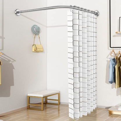 Premium L-Form Duschstange Edelstahl - 70-100x70-100cm Silber