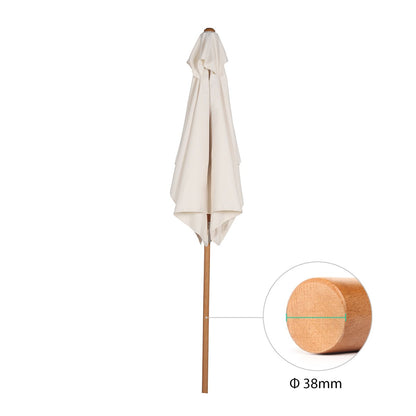 Sekey Holz-Sonnenschirm 200 × 150 cm rechteckig knickbar UV50+ Creme