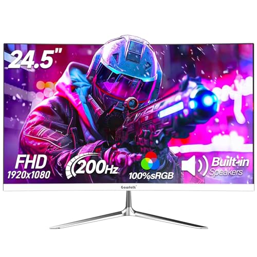 Gawfolk 24,5 Zoll 200 Hz Gaming Monitor - Full HD 1080p. Rechteckig, schwarz. Zeigt Full HD 1080p @ 200 Hz für Gaming.