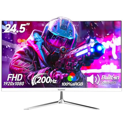 Gawfolk 24,5 Zoll 200 Hz Gaming Monitor - Full HD 1080p. Rechteckig, schwarz. Zeigt Full HD 1080p @ 200 Hz für Gaming.