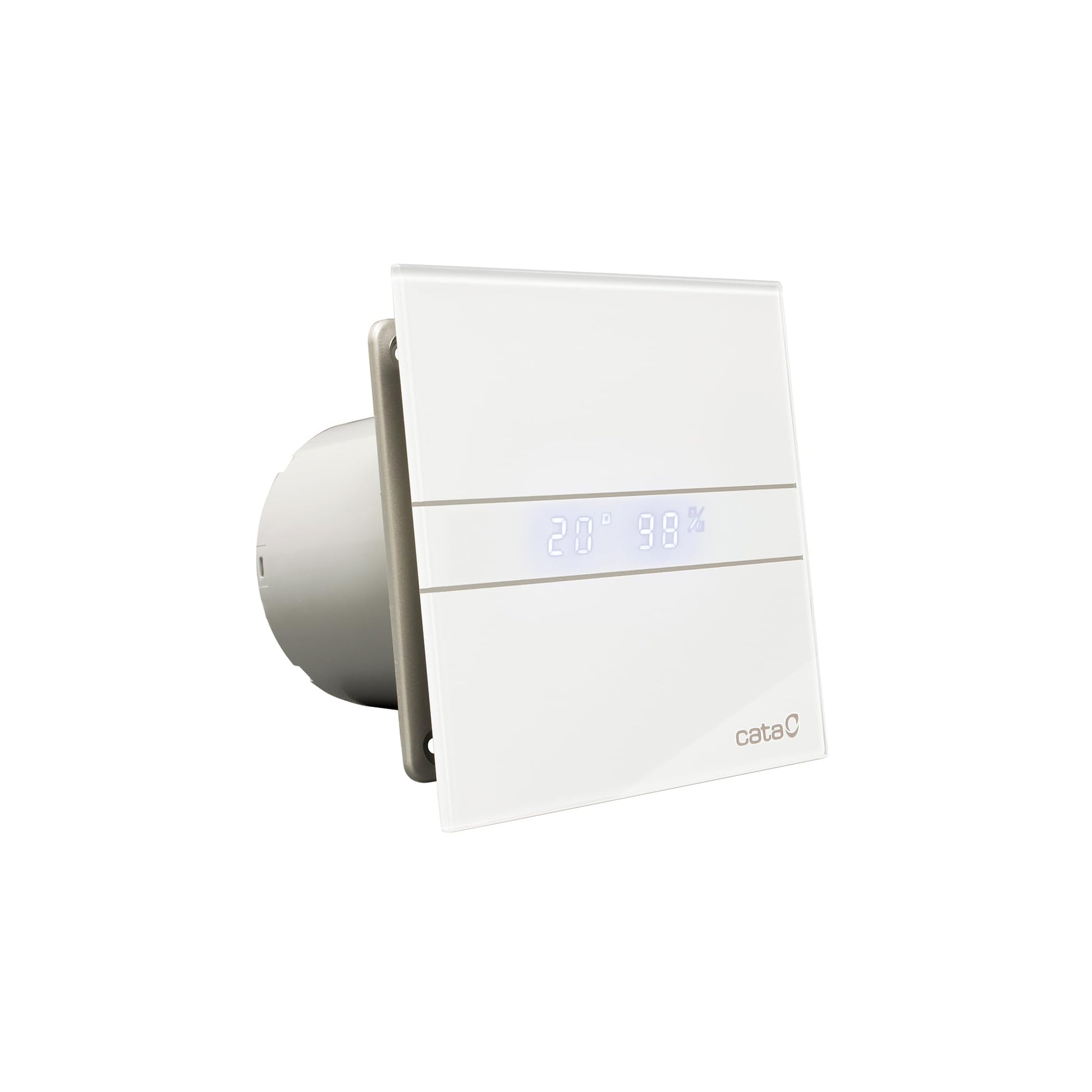 Cata E-100 GTH Abluftventilator Bad - Glas, Timer, Hygro. Runder Badventilator mit glatter Glasfront. Entlüftet Badezimmer von Feuchtigkeit.