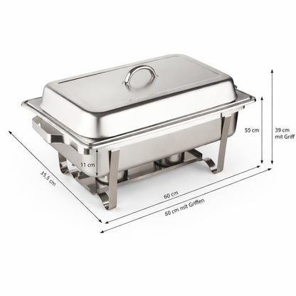 Morleos Chafing Dish Edelstahl Speisewärmer GN 1/1 9 Liter