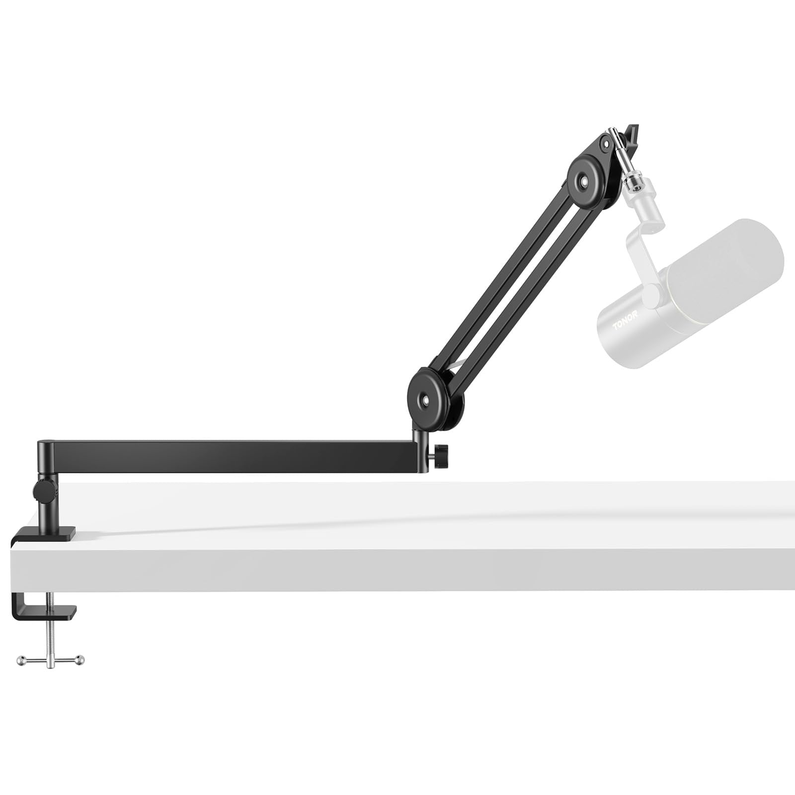 TONOR T40LP Mikrofonarm Low Profile Halterung verstellbar, Schwarz mit Tischklemme, 360° drehbar