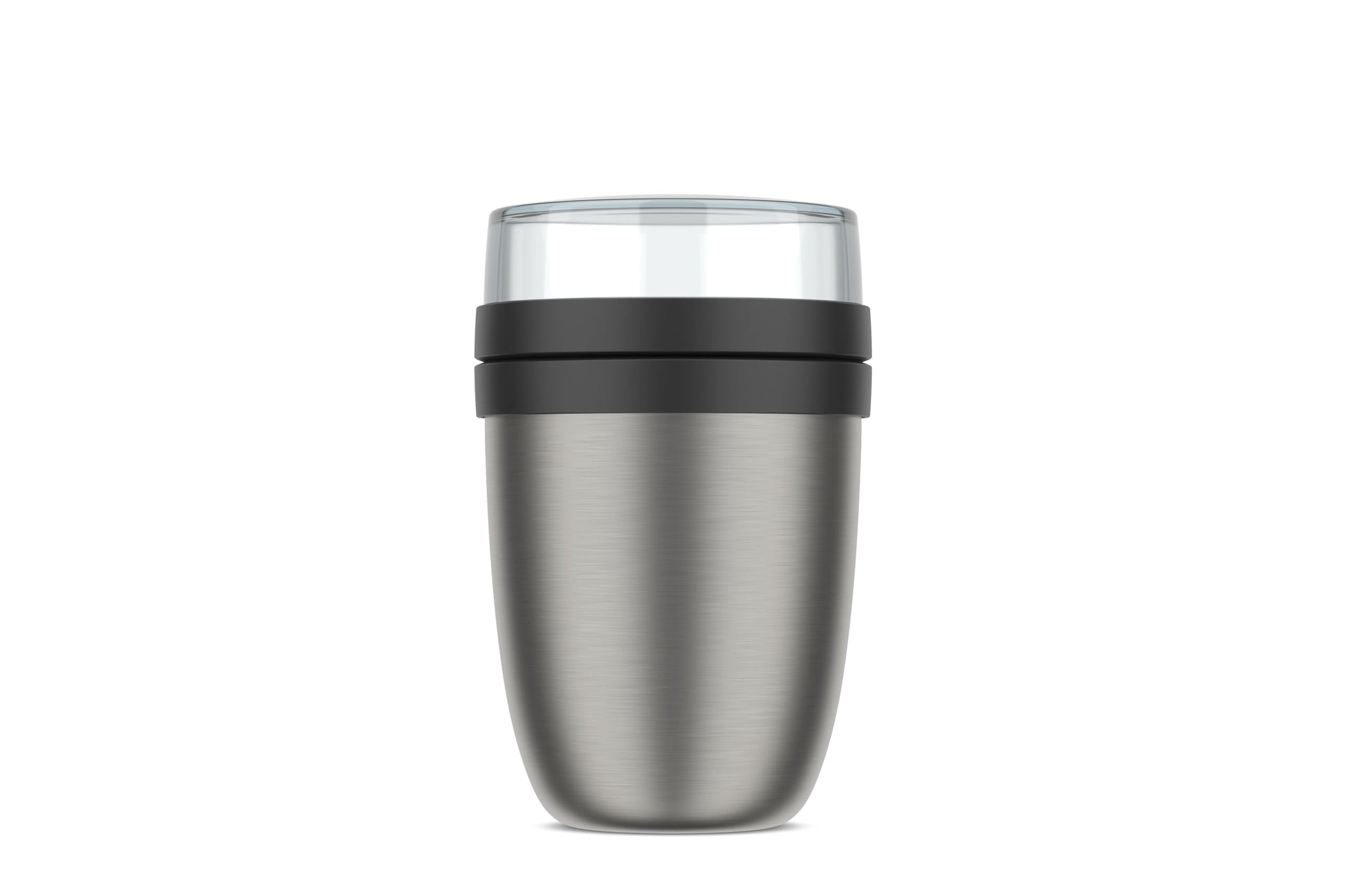 Mepal Thermobehälter Ellipse Lunchpot 500 + 200 ml Nordic black, schwarzer Isolierbehälter mit zwei Fächern