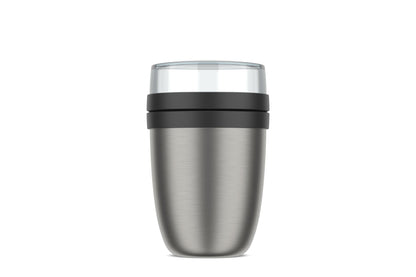 Mepal Thermobehälter Ellipse Lunchpot 500 + 200 ml Nordic black, schwarzer Isolierbehälter mit zwei Fächern