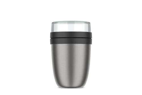 Mepal Thermobehälter Ellipse Lunchpot 500 + 200 ml Nordic black, schwarzer Isolierbehälter mit zwei Fächern