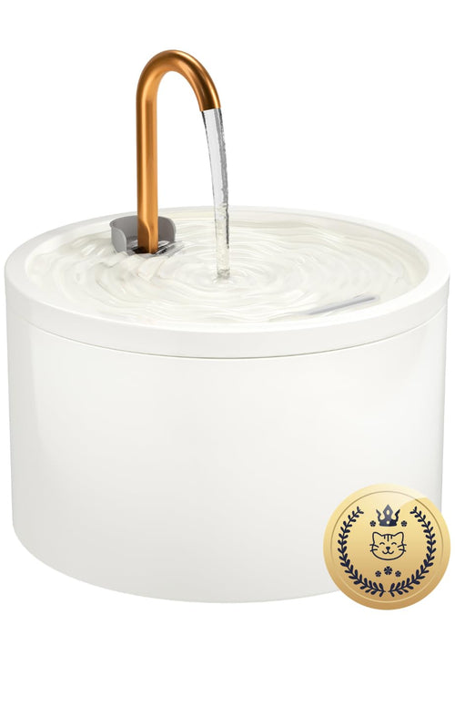 MISFANS Katzenbrunnen Keramik 2.1L, Trinkbrunnen mit Filter, weiss – Keramikschale mit Kupferrohr
