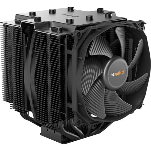 be quiet! Dark Rock Pro TR4 CPU Kühler. Schwarzer, zweitürmiger Kühlkörper mit Heatpipes und Lüfter. Kühlt AMD Ryzen Threadripper CPUs durch Wärmeableitung.
