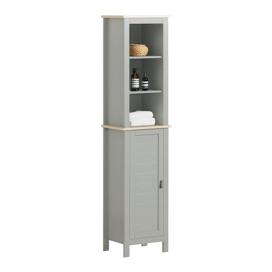 SoBuy BZR68-HG Badezimmer Hochschrank 169cm mit 3 Fächern, 1 Tür