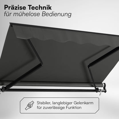 STEELSØN Kestria Gelenkarmmarkise 200 x 150 cm Anthrazit mit Kurbel