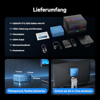 GEEKOM IT12 2025 Edition Mini PC - Intel i7-1280P 32GB 1TB SSD