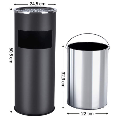SONGMICS Standaschenbecher mit Mülleimer, 30 L, schwarz, LTB17C