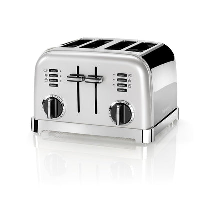 Cuisinart 4-Scheiben-Toaster mit breiten Schlitzen – Perle. Der perlefarbene Toaster toastet Brotscheiben und Bagels.