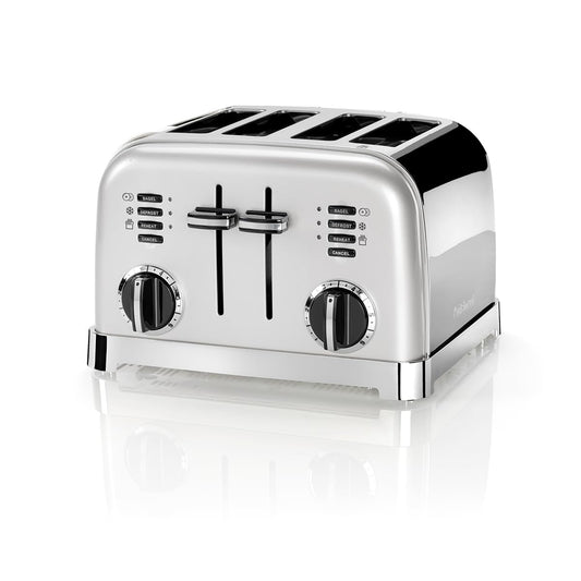 Cuisinart 4-Scheiben-Toaster mit breiten Schlitzen – Perle. Der perlefarbene Toaster toastet Brotscheiben und Bagels.