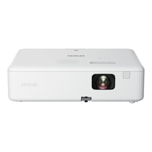 Epson CO-FH01 3LCD Heimkino Projektor – Full HD 1080p, ein weißer, rechteckiger Projektor für Full HD Heimkino.