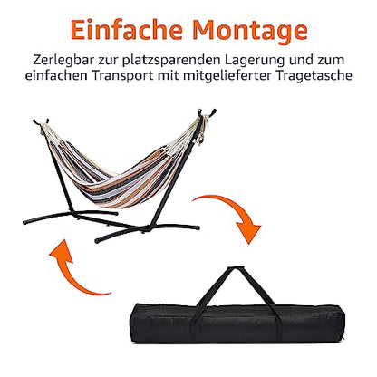 Amazon Basics Stoff-Hängematte mit Gestell – Mehrfarbig