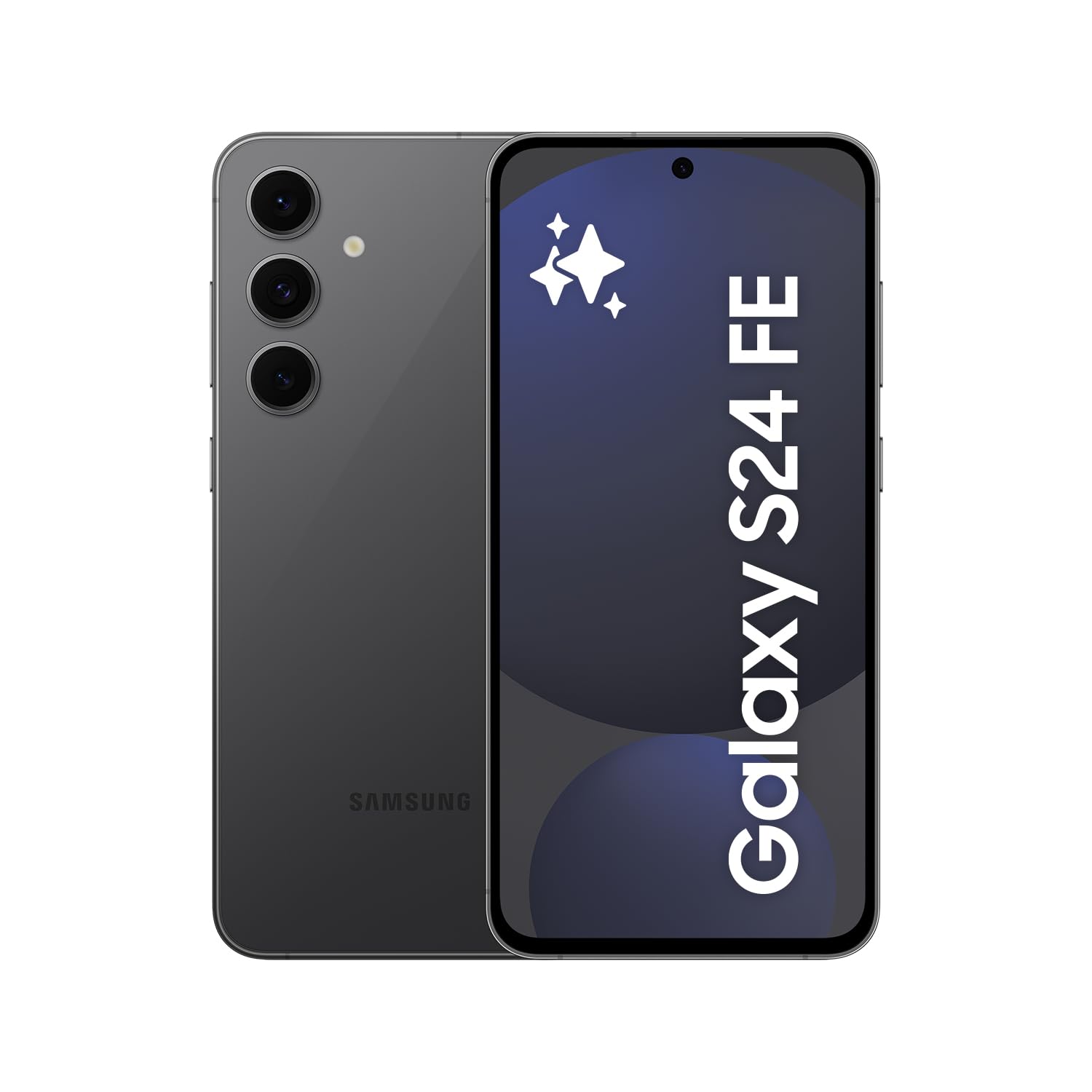 Samsung Galaxy S24 FE AI Smartphone, 128 GB, 50-MP-Kamera, Graphite mit abgerundeter Form und dünnem Displayrahmen