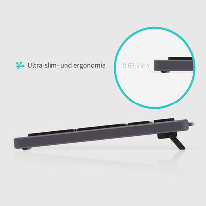 TechGear Slim USB Tastatur Kabel RGB Numerisch - Space Grey