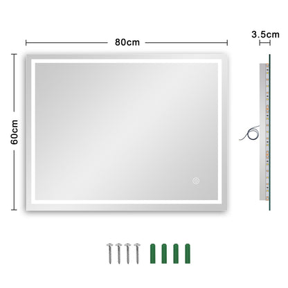 Dripex Badezimmerspiegel LED Touch Kaltweiss 60x80 cm
